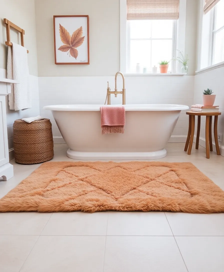 16 Spa-Like Bathroom Styling Ideas That'll Make Every Day Feel Like a Retreat! - 13. Warm and Inviting Rugs