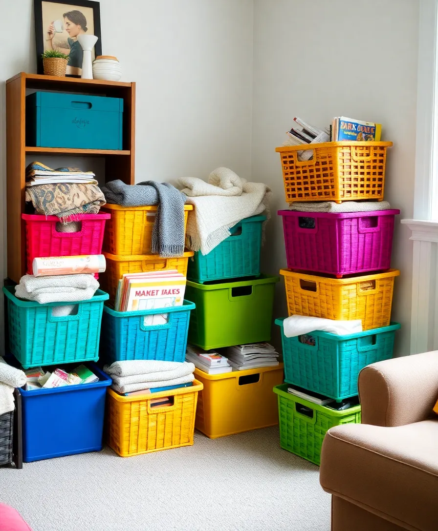 18 Small Room Hacks That'll Make Every Inch Count (Wait Until You See #5!) - 16. Use Colorful Storage Baskets