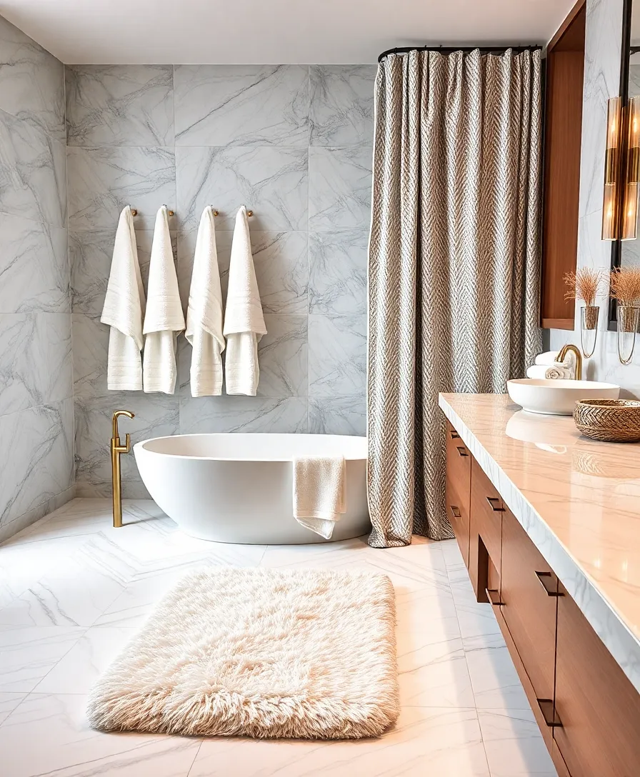 16 Spa-Like Bathroom Styling Ideas That'll Make Every Day Feel Like a Retreat! - 2. Luxurious Textures
