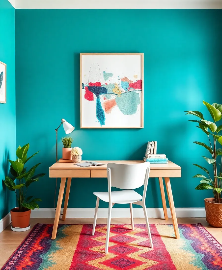 15 Home Office Decor Ideas That'll Boost Your Productivity Instantly! - 2. Colorful Accent Wall